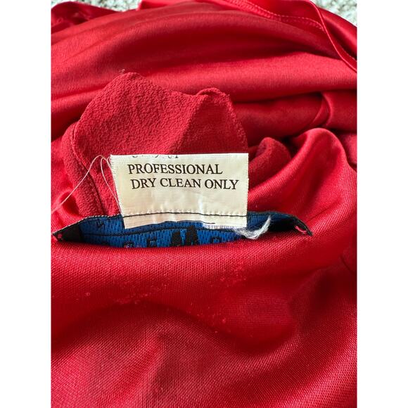 FLAWED Vintage Sue Wong Y2K Red Beaded Embroidered Asymmetrical Dress 12 S XS - Picture 11 of 17